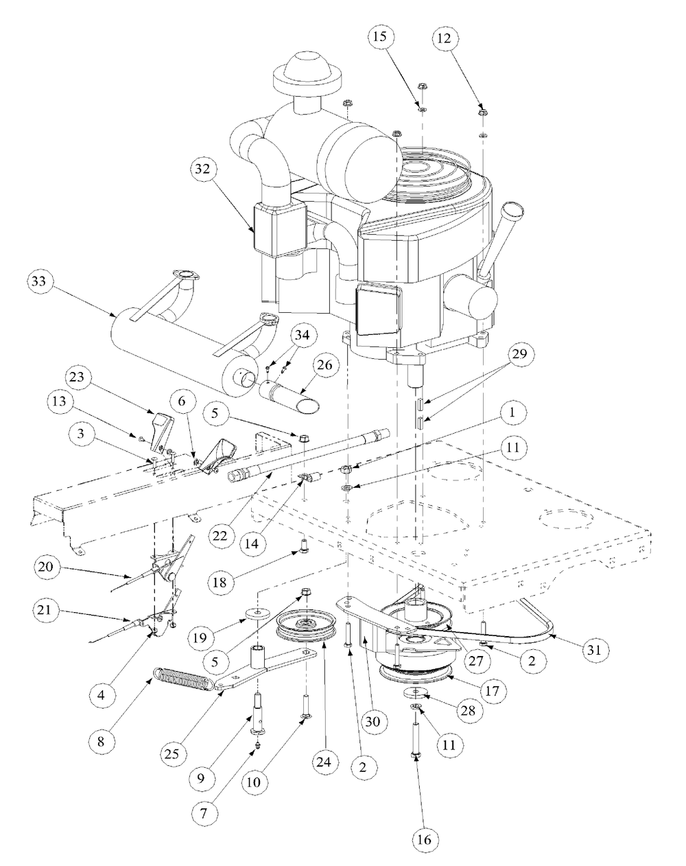 Engine Assembly Generac Diagram and Parts List for M72-GN33 53BB5FJZ750-33HP-OHV Cub Cadet Lawn Tractor